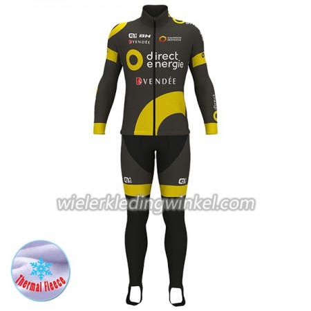 Set Fietsshirt Lange Mouw + Lange Koersbroek 2017 Direct Energie N001 Winter Thermal Fleece